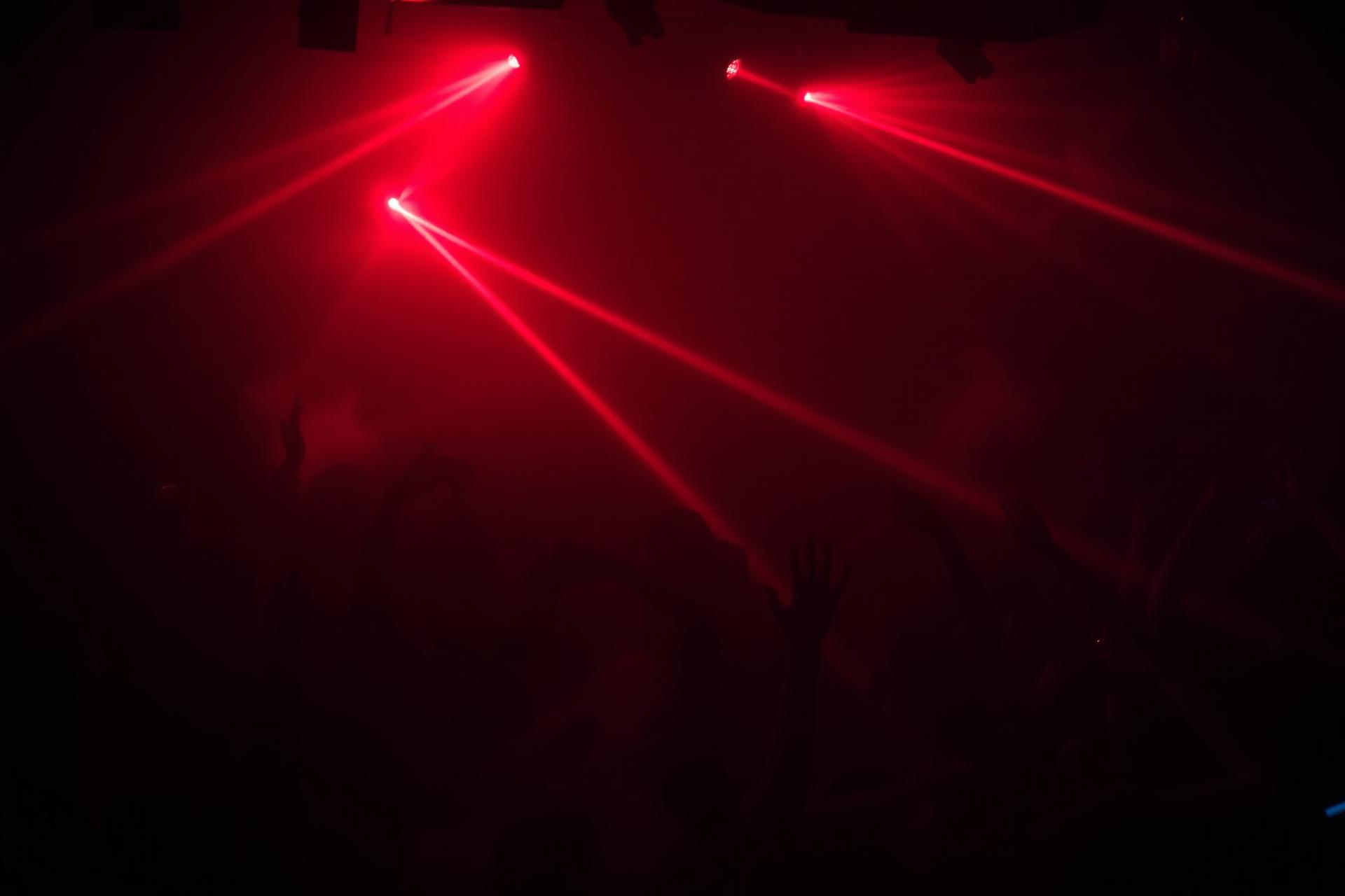 Thamel Nite Vancouver crowd under red lasers at Cabana Nightclub